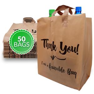 Reli. Reusable Thank You Bags | 50 Pack, 2 Mil, 12" x 6.75" x 14"