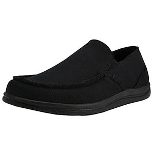 Canven Mens Canvas Shoes Slip On Loafers Deck Shoes Walking Lightweight Causal Slip-ons (Black, EU 43/US 9.5) | Loafers & Slip-Ons