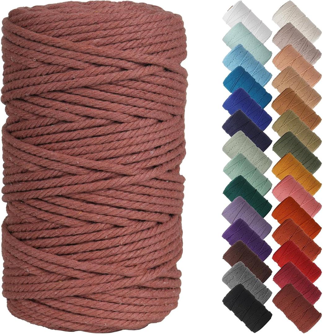 NOANTA Rust red Macrame Cord 4mm x 109yards, Colored Macrame Rope, Cotton Cord Macrame Yarn, Colorful Cotton Craft Cord for Wall Hanging, Plant Hangers, Crafts, Knitting