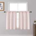 OWENIE Blush Pink Cafe Curtains 36 Inch Length 2 Panels Set, Light Filtering Textured Short Kitchen Curtains Over Sink, Small Window Curtain Tier for Cabinet Bathroom RV Camper Basement, 30"W by 36"L