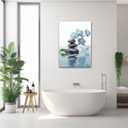 CXHOSTENT Spa Bathroom Wall Art Blue Orchid Flowers and Zen Stones on Water Pictures Print on Canvas Framed Artwork for Yoga Zen Room Decor (Zen-3, 24.00"x36.00")