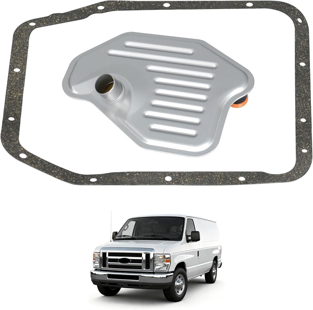 FT105 4R75E Automatic Transmission Filter Oil Pan Gasket Kit Compatible with Ford E150 E250 E350 F150 F250 Explorer Expedition Mustang Lincoln Mark LT Mercury Replace OE F6AZ7A098A 58955