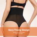 SIMIYA Thong Shapewear Tummy Control for Women High Waist Stay-Put Body Shaper Girdle Compression Stomach Shapewear Thong (Medium, #05-2pcs Black-high Waisted)