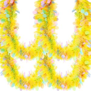 WILLBOND 32.8 Feet x 4 Inches Easter Tinsel Garland with Colorful Egg Decorations, Easter Metallic Garland Spring Glitter Twist Hanging Decorations for Party Decor
