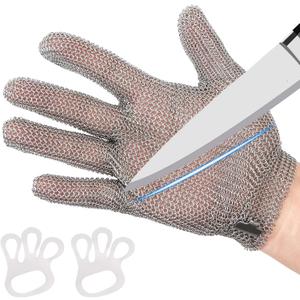 Metal Mesh Gloves (XXS~XL), Anti-cut Gloves, Butcher's Gloves Food Grade Stainless Steel Metal Mesh Gloves (Gray, L)