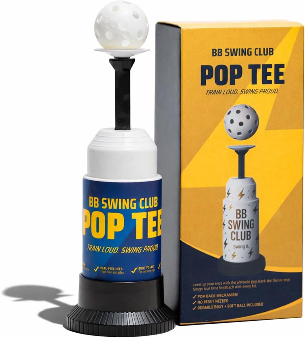 BB Swing Club Pop Tee, Pop-Up Baseball Trainer for Hitting Practice, Tee Popper Training Equipment with Ball Launcher Action, Skill Development Tool for Timing, Contact, and Swing Mechanics