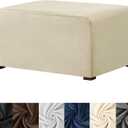 HFCNMY Ottoman Cover Rectangle,Stretch Velvet Slipcovers Rectangle Thick Covers Slipcover for Ottomans Soft Foot Stool with Elastic Bottom Beige Large (ASMFDT20230725-8)