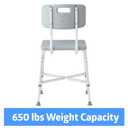 Medline Heavy Duty Shower Chair with Back, Bariatric Bath Chair, Supports up to 650 lbs