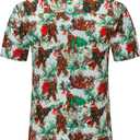 Christmas Shirt for Men Short Sleeve Button Down Santa Claus Vacation Hawaiian Shirts (X-Large)