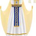 ReliBeauty Egyptian Costume Kids Girls Halloween Pharaoh Costume for Girls, 10-12/ 150