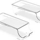 Simple Houseware 2-Pack Auto-Rolling Beverage Can Organizer for Fridge, Clear Front-Loading Soda Dispenser with Smooth Glide Design, Space-Saving Refrigerator Storage Bins
