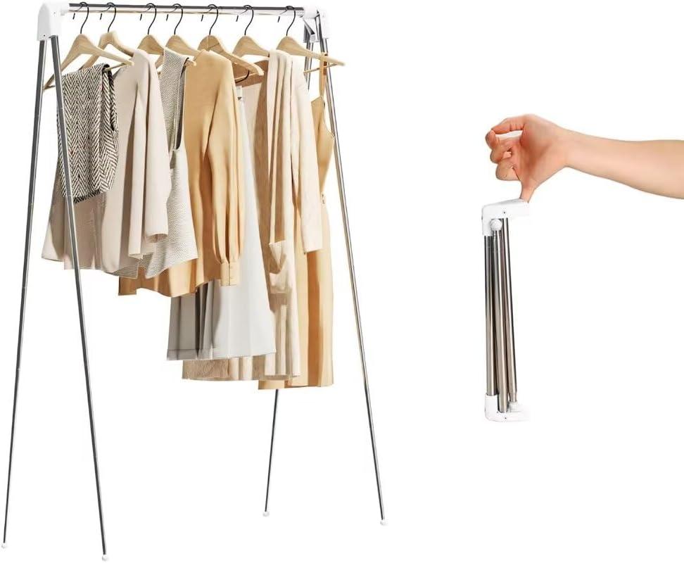 Travel Garment Rack,Portable and FoldableFolding Clothes Rack for Dance,Travel,Camping, Drying,RV, Indoor,Outdoor. A Collapsible Mini Clothing Rack.