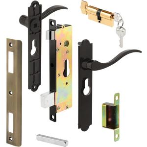 Prime-Line K 5438 Security Screen or Storm Door Lever Set, Contemporary, Black Finish, Keyed (1 Set) (Not Universal)