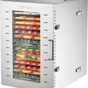 Commercial Dehydrator Machine, 16-Tray Food Dehydrator for Jerky, Fruit, Meat, Herbs, Adjustable Timer, Temperature Control, Overheat Protection (67 Recipes)