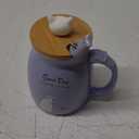 SHENDONG Cute Cat Mug - Kawaii Kitty Lid & Spoon, 15OZ, Japanese Style, Purple