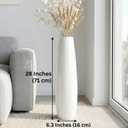 28" Tall Ceramic Floor Vase, GDSZJLJ White Large Decorative Vases for Modern Home Decor, Living Room, Minimalist Style Big Flower Vase for Pampas Grass, Flowers, Twigs, Office, Bedroom Dcor
