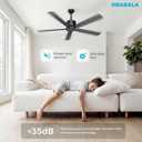 Obabala Outdoor Ceiling Fan No Light, 52 Inch Black Modern Ceiling Fan Without Light, Dual Finish 5 Blades,6 Speed, Reversible Quiet DC Motor for Patios, Garage, Bedroom, Porch, Medium-52"