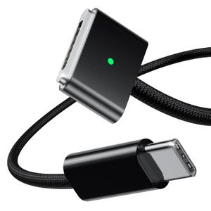 Amavasion USB-C to Magnetic 3 Charging Cable (6.6ft), 140W Fast Charging Replacement for MacBook Air & Pro, Secure Magnetic Connect, Braided Cable  Black