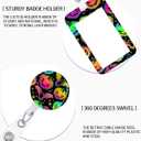 ID Badge Holder with Retractable and Detachable Lanyard, Cute Badge Reel Breakaway Lanyard with Carabiner Clip for Women, Teachers, Nurses, Perfect Work and Office (Colourful Haloween Pumpkins)