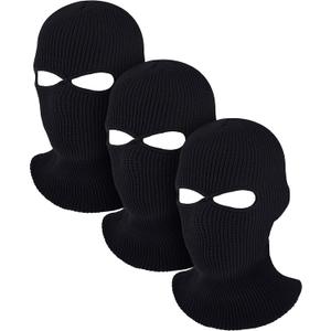 Full Face Cover Knitted Balaclava Face Mask Winter Ski Mask for Winter Adult Supplies (Black, 2 Hole)