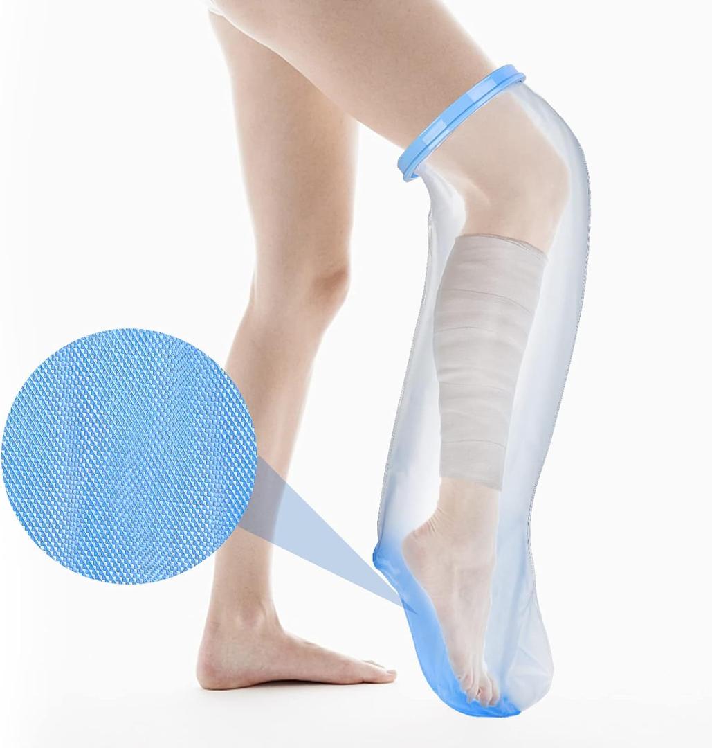 SUPERNIGHT Waterproof Leg Cast Cover, Adult Half Leg Watertight Cast Bandage Protector for Leg and Foot Wounds, 100% Anti-Slip Design