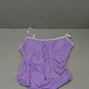 Eomenie Women's One Piece Swimsuit Tummy Control Slimming Bathing Suit Color Block Spaghetti Strap 1 Piece Swim Suit Swimwear (Medium, Purple and White)