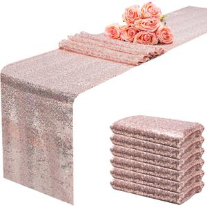 12x108 inch Rose Gold Sequin Table Runner Sparkly Glitter Table Linens 6 Packs for Party Decorations Wedding Birthday Baby Shower Engagement Anniversary