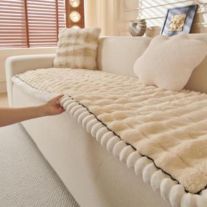 Couch Covers for Pets Washable Sofa Covers for Dogs Cats Anti-Slip Sofa SlipCover for 3-4 Cushion Couches Pet-Friendly Furniture Protector Covers for Living Room (27.6" x 71", Beige)