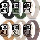6 Pack Thin Stretchy Braided Compatible with Apple Watch Band 38mm 40mm 41mm 42mm  Women Men, Solo Loop Nylon Slim Strap for iWatch Bands Series 11 10 