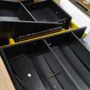 DWVO Vanity Desk with Mirror & Power Outlet, Hidden Storage Shelves, 3 Drawers, Adjustable 3 Lights Modes, Dressing Table Set with Chair, Makeup Table with Stool, Black Upgraded Vanity for Bedroom