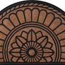Mibao Half Round Door Mat, Non-Slip Welcome Entrance Way Mat, Durable Rubber Door Mats, Low-Profile Heavy Duty Doormat, Half Circle Mats for Garage, Patio, High Traffic Areas, 23.5" x 35.5", Coffee (1'11" x 2'11" (Semicircular))