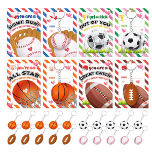 24 Pcs Valentine‘s Day Blessing Card with 24 Pcs Sport Keychains Mini Soccer Basketball Baseball Football Keychain for Boys Kids Valentines Classroom Gift Exchange Prizes Sports Party Favors, 4 Styles
Kannove 28 Pack Sp.in& Exchange Cards
