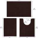 Urvoix Bathroom Rugs Set - 3 Pieces Ultra Soft Non-Slip Bath Mats, Chenille Absorbent Bath Rugs for Bathroom, Tub and Shower (Brown), 20"x32" / 17"x24" / 20"x24" Contour