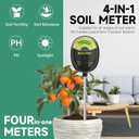 SOILPHU Soil pH Tester,4 in 1 Soil Moisture Meter,Soil Tester for Soil Moisture/PH Meter/Sunlight Intensity/Soil Fertility,Soil Test Kit for Garden,Lawns,Farm and Potted Plants, Flower In/Outdoor Use