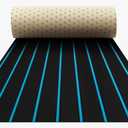 Boat Flooring - EVA Foam Boat Decking - Self-Adhesive Marine Mat Faux Teak Marine Carpet for Boats RV Yacht Kayak 86.6"x43.3"/21.7" (Black With Blue Lines)