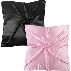Pukavt 2 Pack 35" Satin Head Scarf for Women Large Square Hair Scarf Silk Like Neck Scarves Fashion Breathable Bandana Scarf for Hair Wrapping and Sleeping