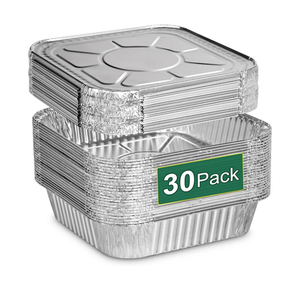 x8 Aluminum Pans with Lids - 30 Pack Disposable Baking Square Aluminum Foil Pans with Covers - Tin Foil Pans for Air Fryer, Oven, Cooking