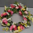 18 inch Easter Wreath Artificial Easter Egg Wreath for Front Door Easter Door Wreath Spring Wreath with Pastel Eggs and Mixed Twigs for Easter Decorations