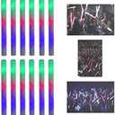 Super Z Outlet Upgraded Light up Foam Sticks, 3 Modes Colorful Flashing LED Strobe Stick for Party, Concert and Event (12)