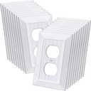 (20 Pack) CML Classic Single Duplex Beadboard Wall Plate, 1-Gang Vintage Outlet Covers, Retro Wood Grain Design White Switch Plates, Standard Size 3.15X 4.87, Impact Resistant