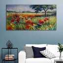 Wall Decor for Living Room Large Wall Art Green Trees Red Yellow Flowers Canvas Art Wall Decor for Bedroom Modern Home Decor Framed, Nature Prints Artwork Wall Decorations 24x48, 47"L x 24"W