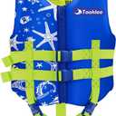 Tooklee Swim Vest for Kids & Toddler Kids Floaties Swim Training Jacket Buoyancy Aid for  Boys & Girls, Soft Neoprene Comfort Dual Strap Vest for Pool & Beach, Blue, L
