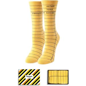 HAPPYPOP Funny Socks for Teens - Library Card Gifts for Women Men, Crazy Novelty Socks