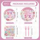 96 Pcs Sweet Sassy and 6 Birthday Decorations Donut 6th Birthday Party Decorations for Girls Colorful Donut Plates and Napkins 6 Years Old Disposable Party Supplies Serves 24