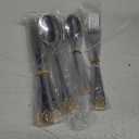 Silverware Set Limited Edition  24 Piece Dinnerware Set  Flatware Set for 6  Silver Tableware Set w/Gold Accents  Great for Family Gatherings & Daily Use  Spoons, Knives, Teaspoons, Forks