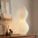 RONDURE 15.8" Modern Ceramic Table Lamp, Fully Dimmable Modern Bedside Lamps for Bedroom, Living Room and Nightstand, White Translucent Ceramic Shade, Warm Ambient Lighting, Corded, Bulb Included