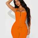 2 Piece Sets for Women Sexy Ribbed Crop Tops High Waist Bodycon Capri Pants Womens Summer Outfits Clubwear (Orange, M)