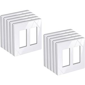 BESTTEN 10 Pack 2-Gang Screwless Decorative Wall Plate, USWP6 Snow White Series, Decorator Outlet Cover, H4.69 x W4.73, for Light Switch, Dimmer, GFCI, USB Receptacle