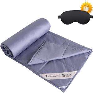 YOUR MOON Summer Lightweight Wool Comforter - Breathable & Thin Duvet Insert for Hot Sleepers, 100% Australian Wool Filling 100gsm with Pure Cotton Shell-Queen Size (Gray)