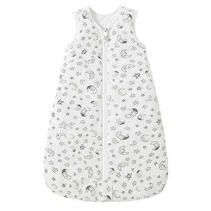 Mosebears Sleep Sack Baby Winter Wearable Blanket with 2-Way Zipper,2.5 TOG Cotton Sleep Sack Unisex (White Star, 6-12 Months)